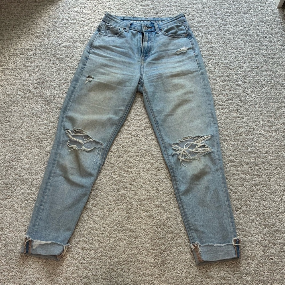 GUC American Eagle Outfitters Blue Curvy Mom Jeans Casual Style